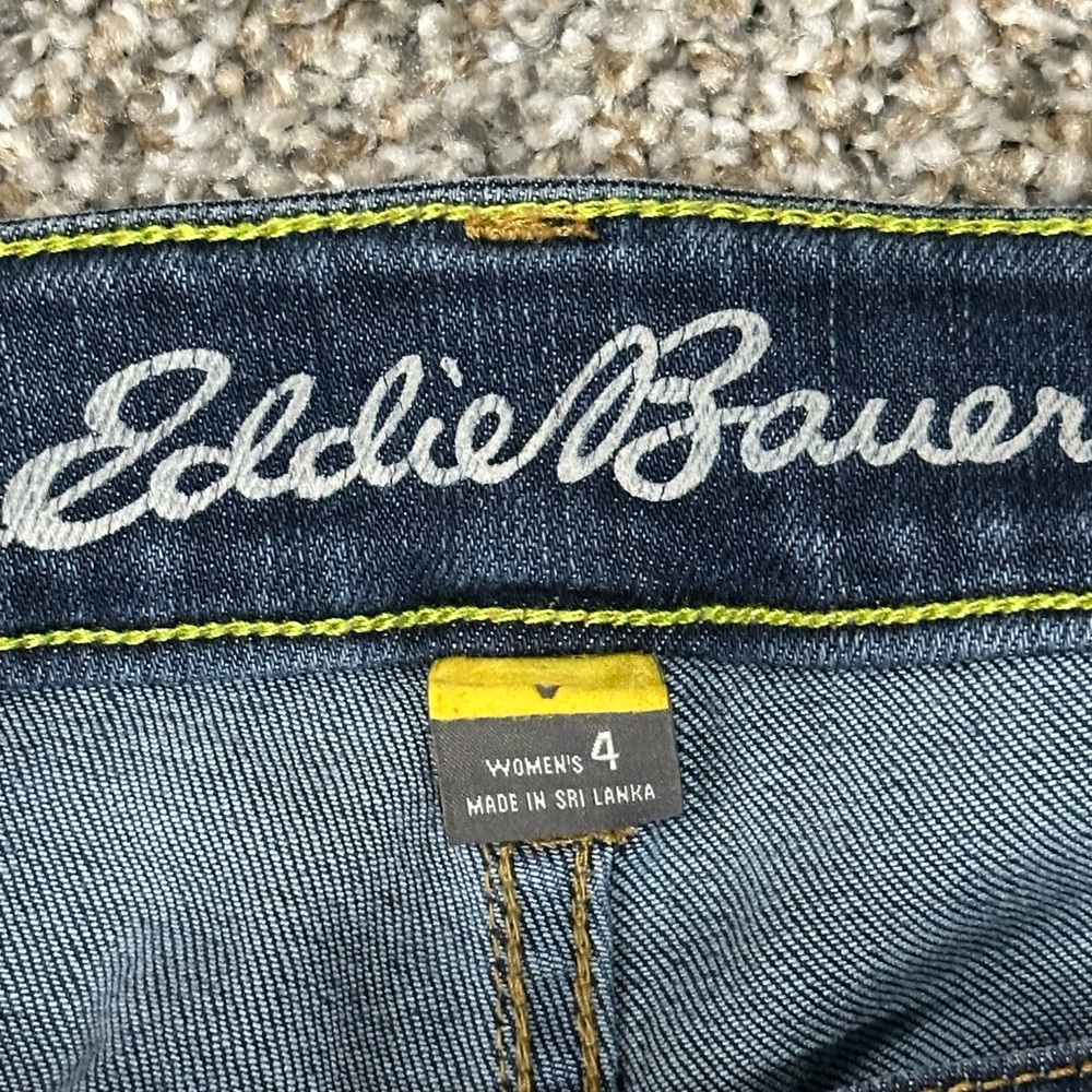 Women's Eddie Bauer 4 Small Jeans Slim Curvy Denim Navy Blue Straight Stretch - Picture 10 of 13
